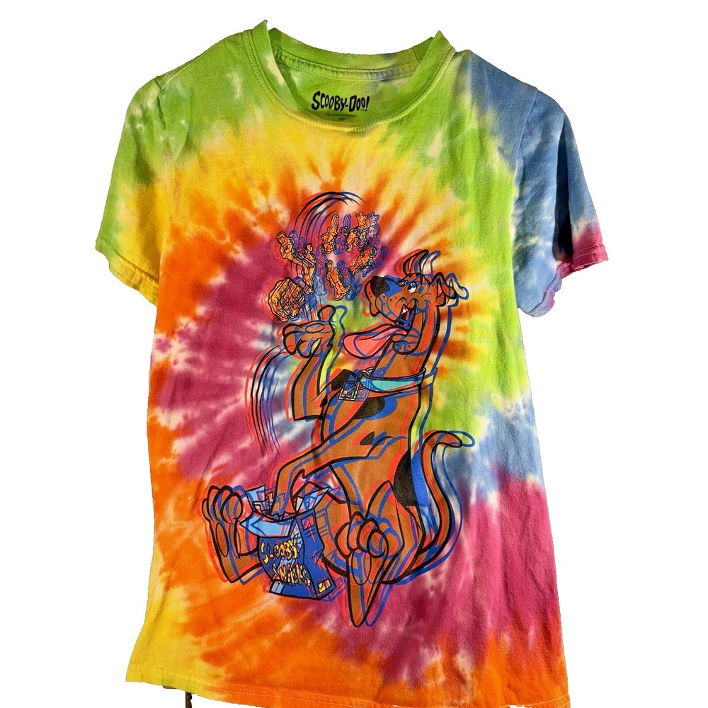 Scooby-Doo Unisex Small Tie Dye T-Shirt Colorful Graphic Short Sleeve